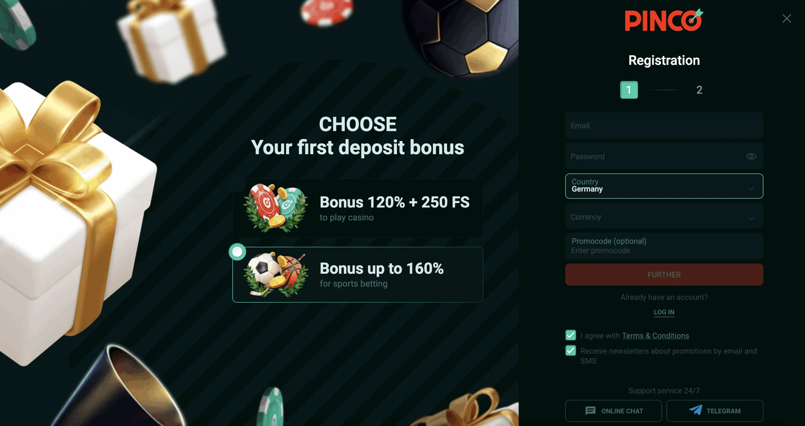 pinco bet registration
